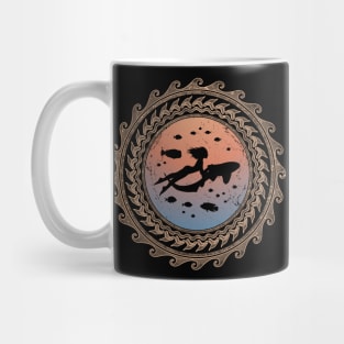 Zebra shark and freediver ocean child Mug